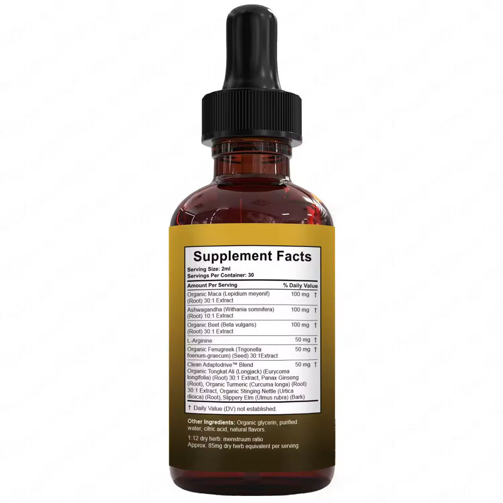 MACA ROOT ASHWAGANDHA FENUGREEK BEETROOT L-ARGININE LIQUID DROPS 60ML