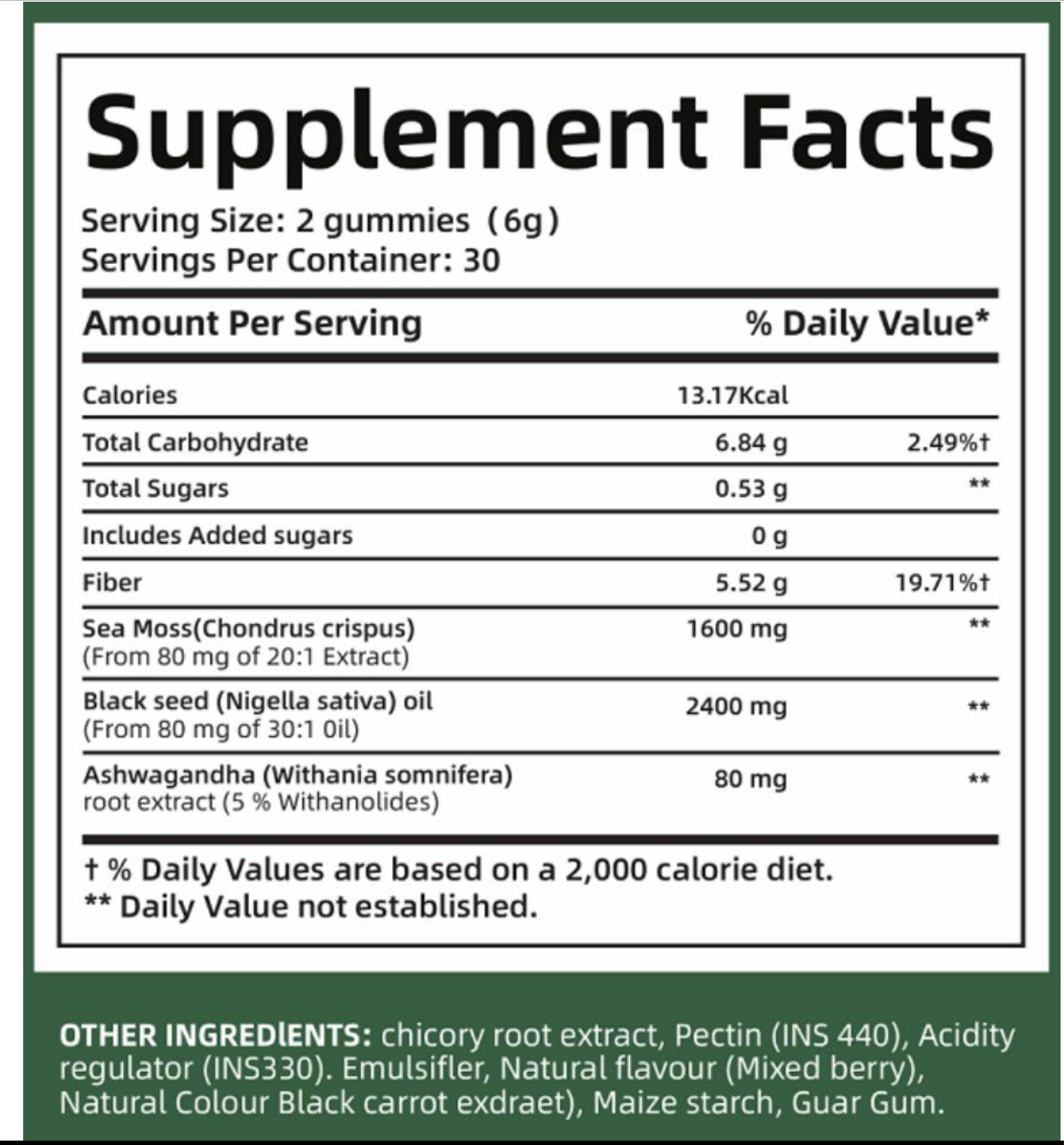 Biyode Sea Moss , Blackseed Oil & Ashwaghandha gummies – 60 gummies/bottle