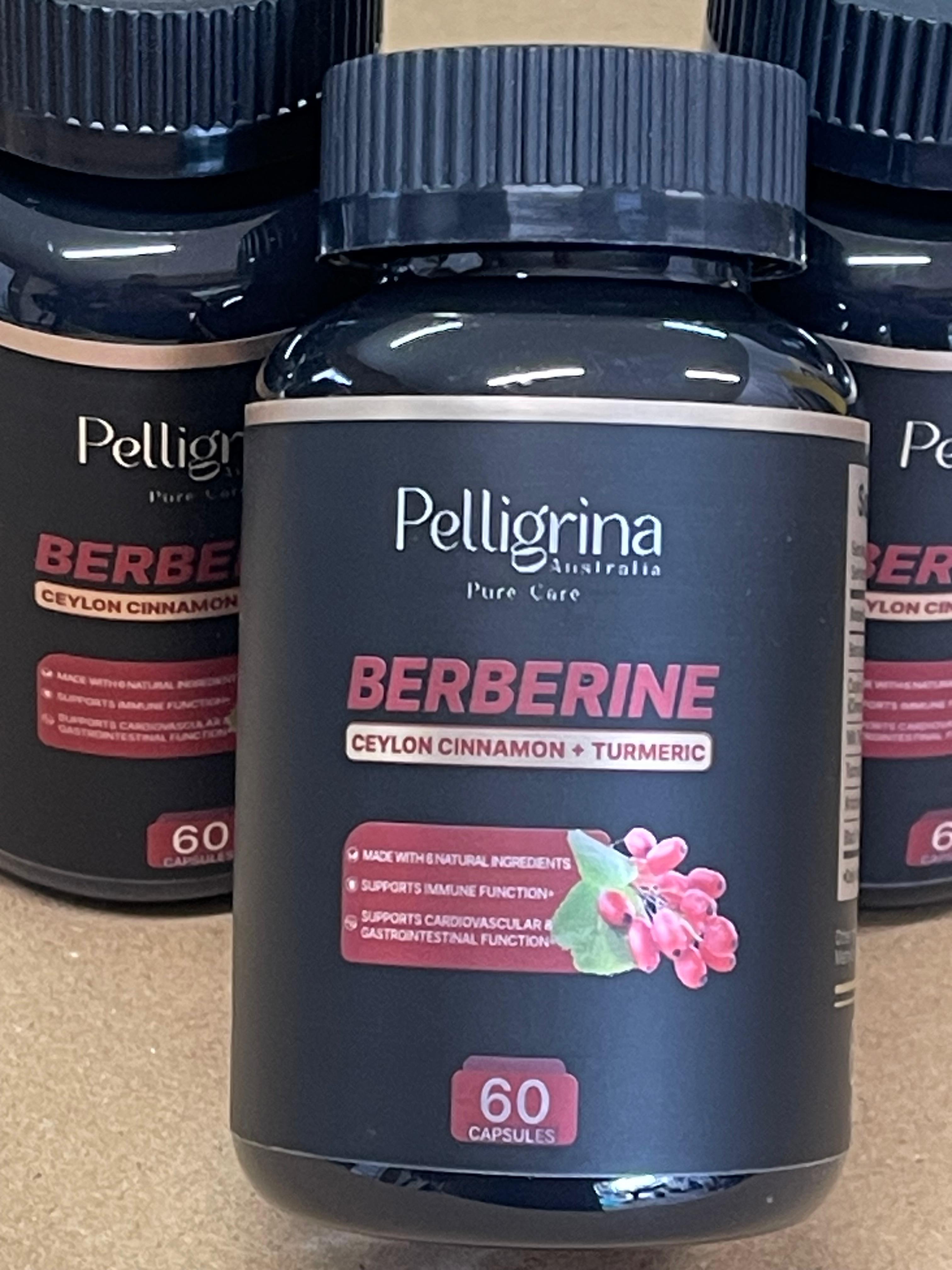 Pelligrina VEGAN Berberine Ceylon Cinnamon + Turmeric 60 Capsules | METABOLIC SUPPORT